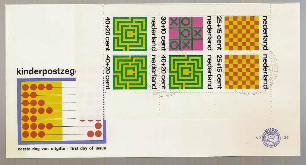 Nederland FDC E129a Zonder Adres, Kinderpostzegels 1973, Postzegels en Munten, Postzegels | Eerstedagenveloppen, Ophalen of Verzenden
