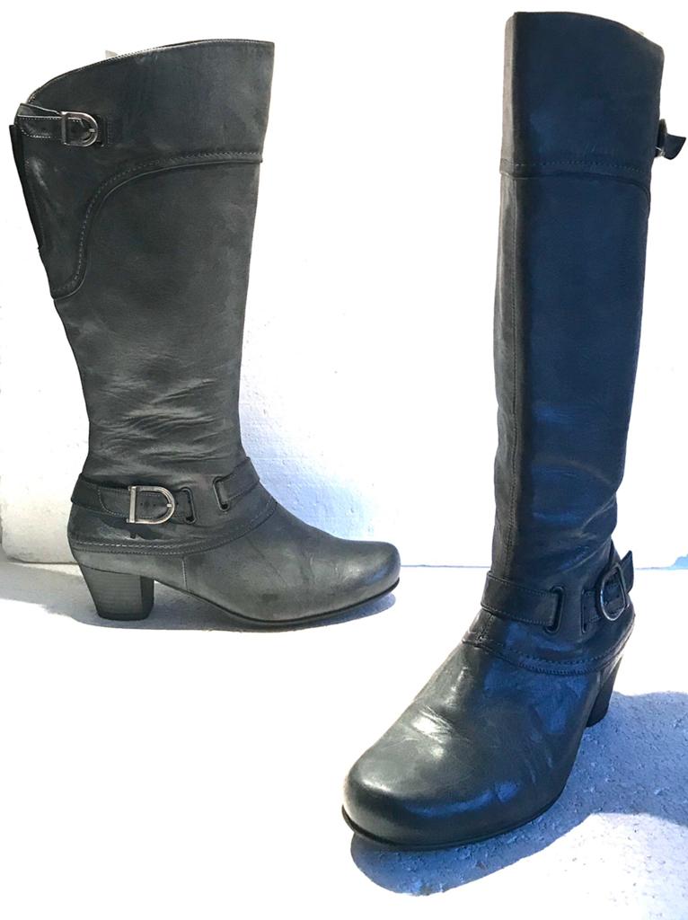 Durea design kwaliteit dames laarzen 39 UK 5,5 H, Hoge laarzen, Ophalen of Verzenden, Zo goed als nieuw, Grijs