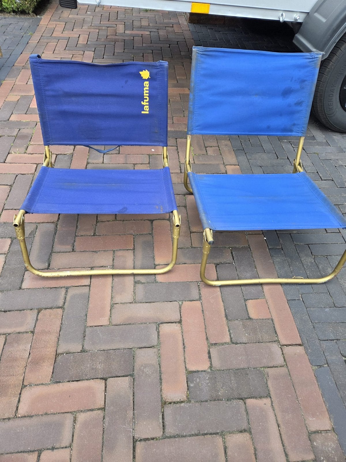 2x Lafuma opvouwbare strandstoelen- Blauw, Ophalen, Gebruikt, Campingstoel