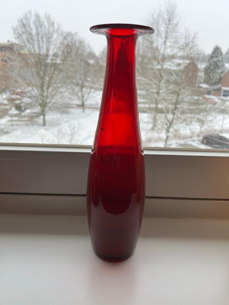 Vintage Holmegaard Ruby Red  Glasvaas, jaren '60, Ophalen of Verzenden