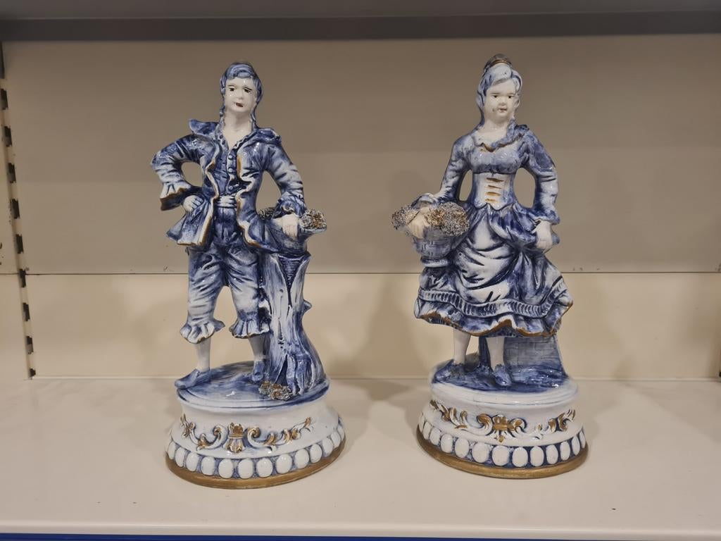 Setje van 2 CAPODIMONTE beeldje GROOT porselein geglazuurd, Ophalen of Verzenden, Zo goed als nieuw, Dier