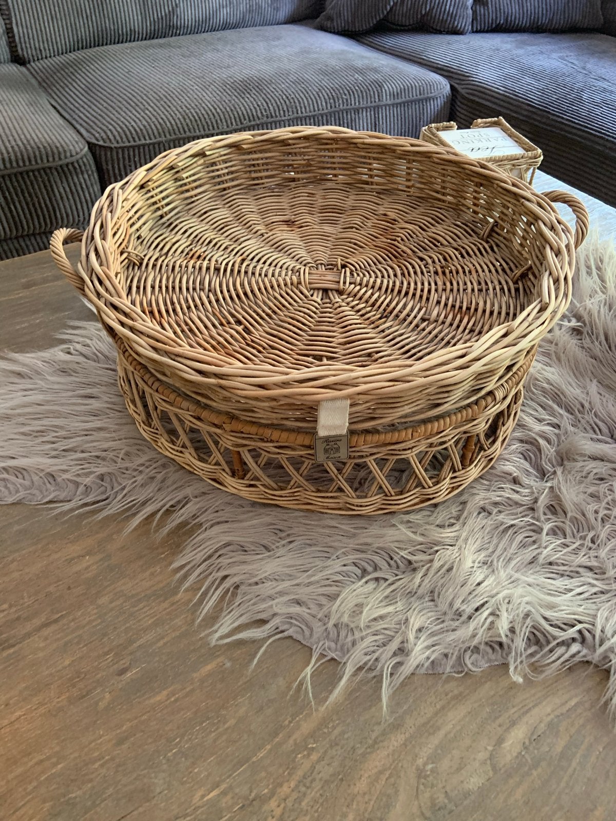 Rivièra Maison fruitmand 50x15 cm, Gevlochten, Mand, Rond, Ophalen of Verzenden