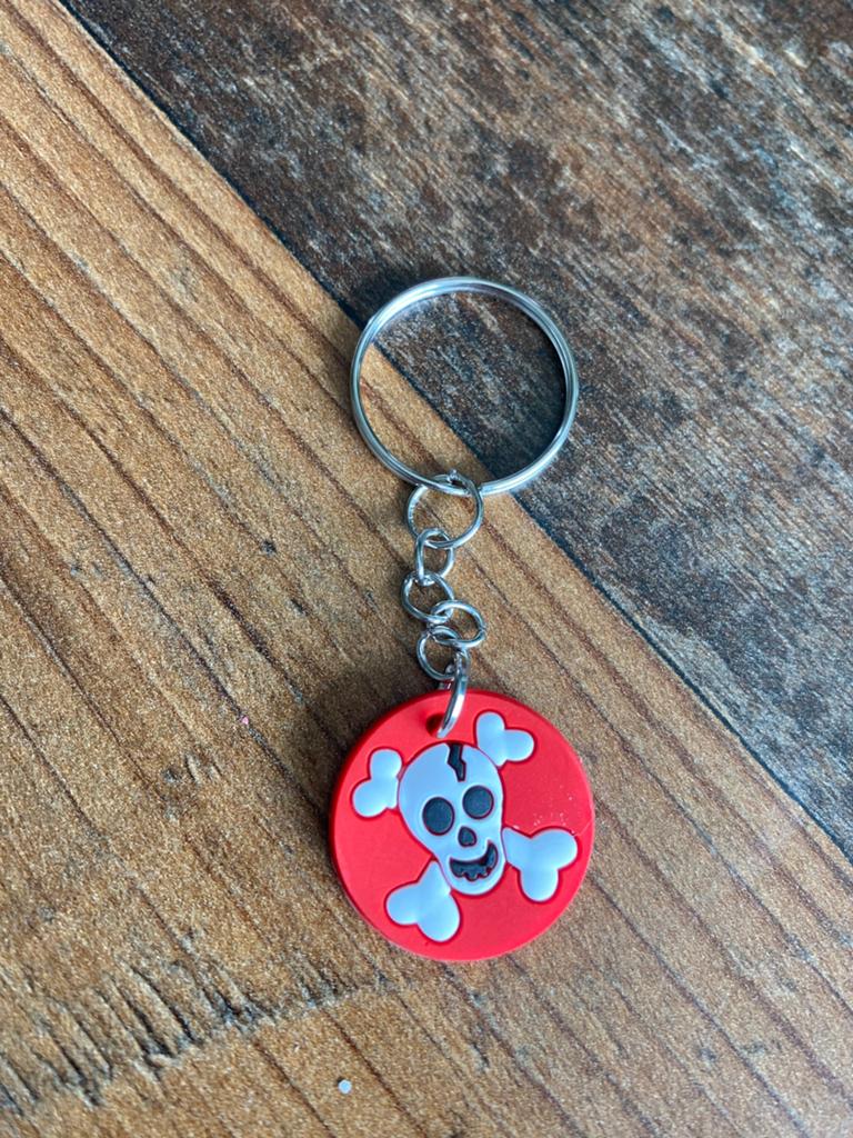 Sleutelhanger Doodshoofd - Rood met Wit, Ophalen of Verzenden, Nieuw, Overige typen