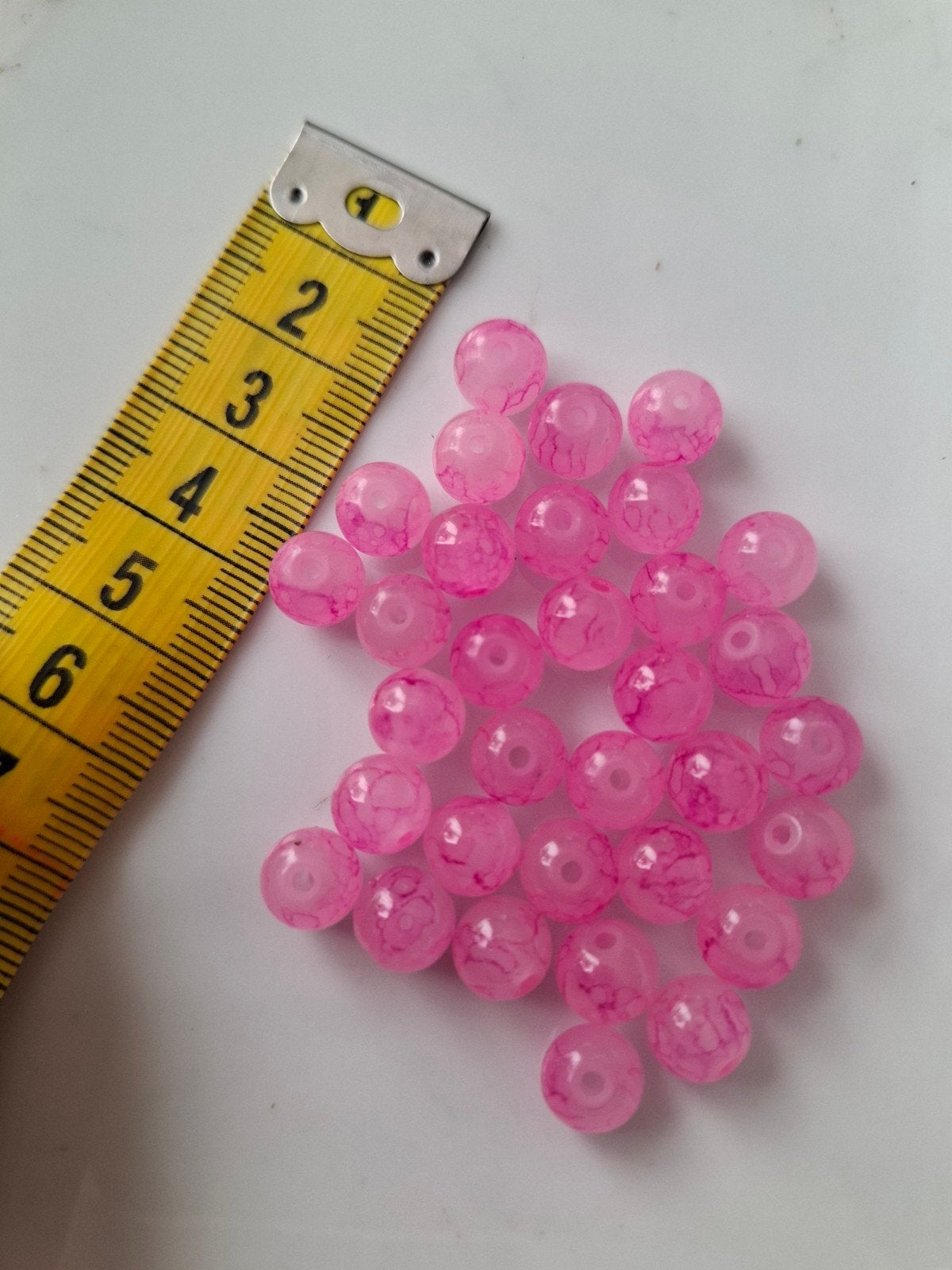 33 stuks 8 mm gemeleerde glaskralen roze kralen partij, Kraal, -, -, Nieuw