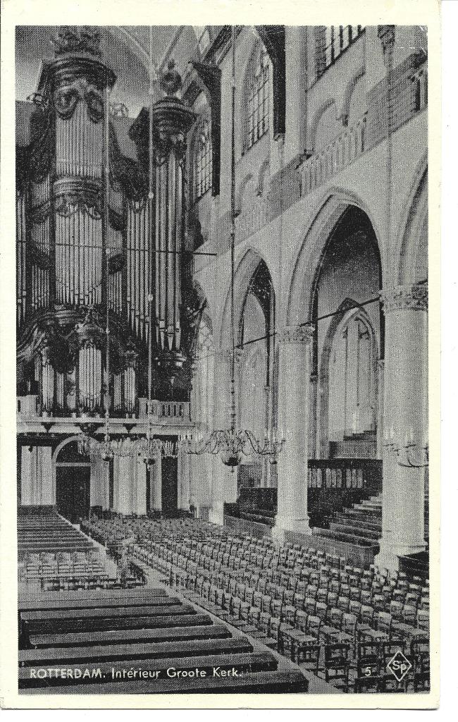 Rotterdam Laurenskerk interieur orgel, Ophalen of Verzenden, 1920 tot 1940, Ongelopen, Zuid-Holland