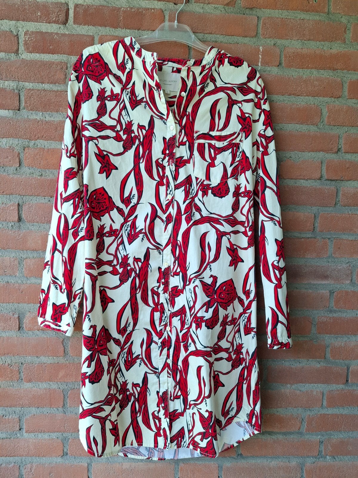 Lollys Laundry Boa Blousejurk Rood/Wit Maat M, Kleding | Dames, Maat 38/40 (M), Ophalen of Verzenden, Zo goed als nieuw, Lollys Laundry