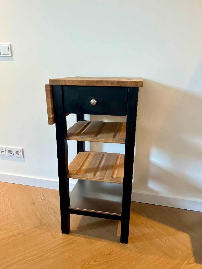 Stenstorp Roltafel, zwartbruin/eiken, 45x43x90 cm, Ophalen, Zo goed als nieuw
