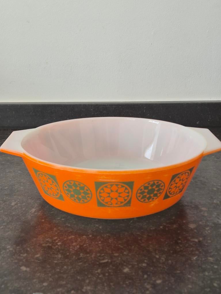 Vintage schaal oranje met groen, Ophalen of Verzenden, Huis en Inrichting