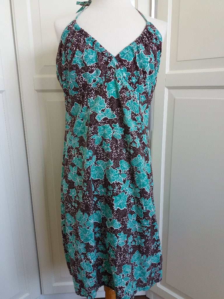 Mini zomer Jurk Bruin Groen 36 38 H&M ( Jool ), H&M, Bruin, Verzenden, Zo goed als nieuw
