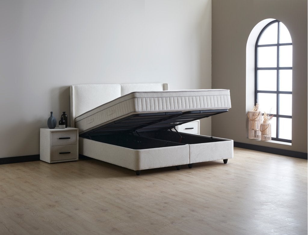 Ruby twijfelaar opbergbed - 120x200 - Wit, Niet ingevuld, Niet ingevuld, Niet ingevuld