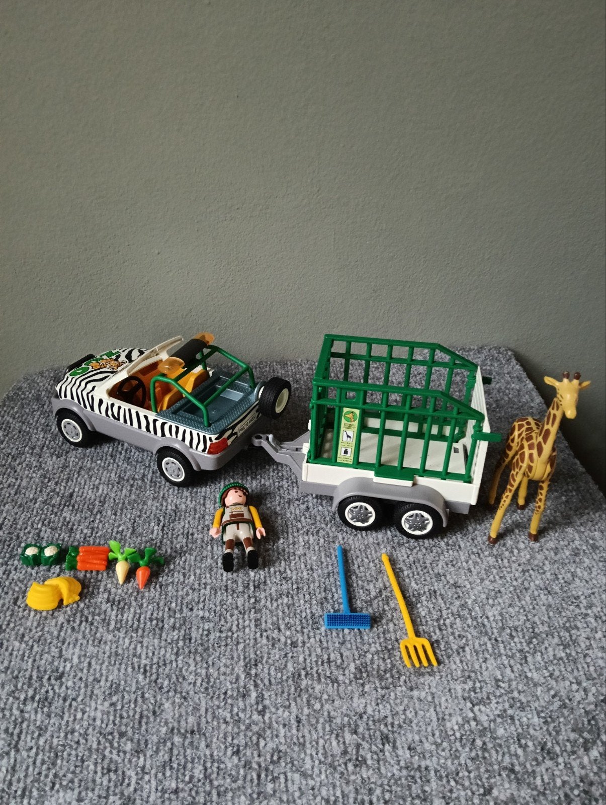 Playmobil Zoo Auto met Aanhanger, Giraf en Accessoires, Kinderen en Baby's, Speelgoed | Playmobil, Wild life, Complete set, Voertuig