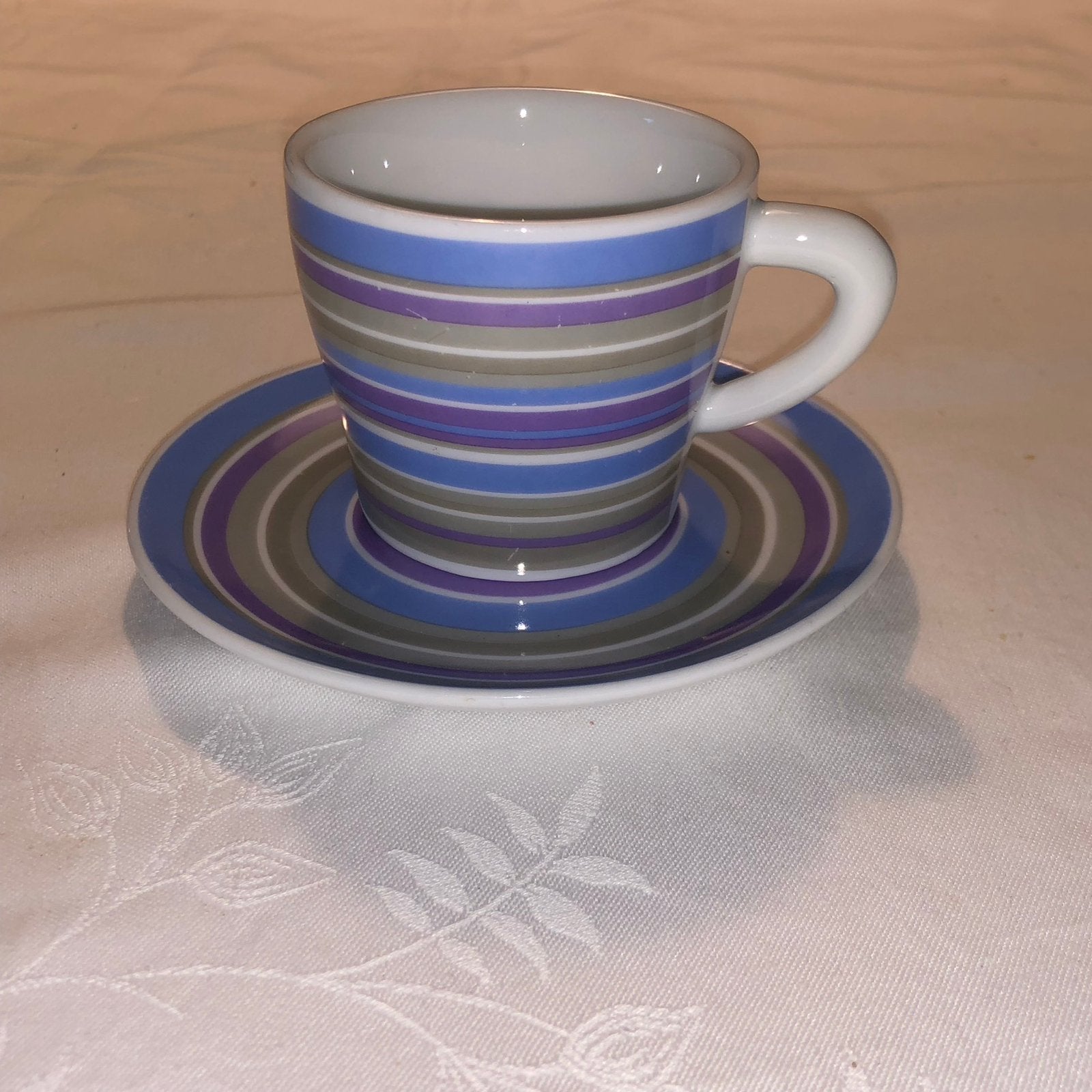 Bodum espressokopjes blauw gestreept, Ophalen of Verzenden, Zo goed als nieuw, Overige stijlen, Kop(pen) en/of Schotel(s)