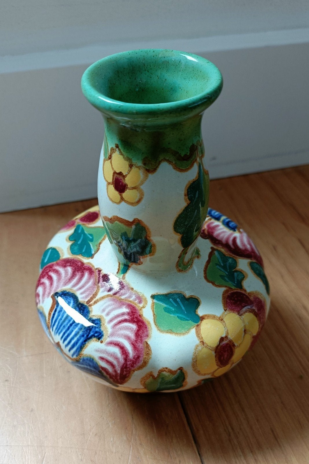 Oud Regina Gouda vaasje – handbeschilderd Art Deco – Merida, Ophalen of Verzenden