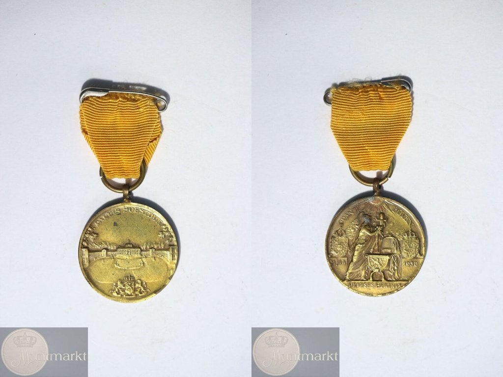 Draagpenning 1938 'Geboorte van Beatrix van Oranje-Nassau', Postzegels en Munten, Ophalen of Verzenden, Brons, Nederland