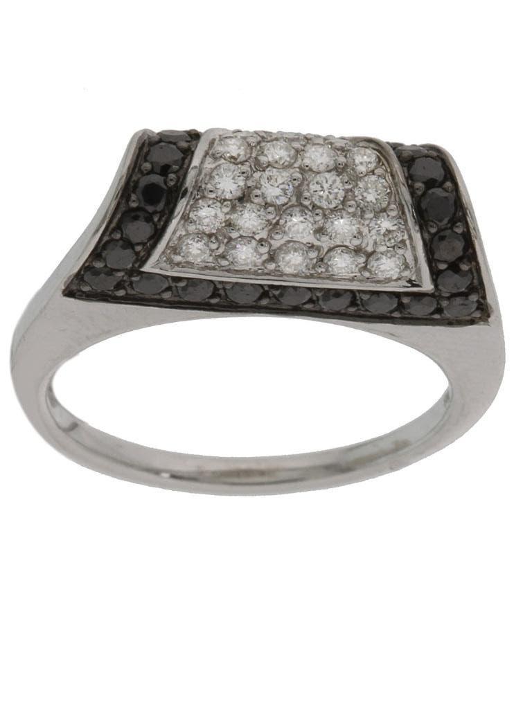 Zeer exclusieve ring met wit en zwarte diamanten, Sieraden, Tassen en Uiterlijk, Ringen, Nieuw, Dame, 17 tot 18, Wit, Goud, Met edelsteen