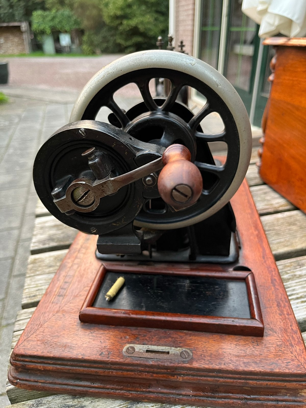 Antieke Singer Naaimachine met Houten Kist, Ophalen