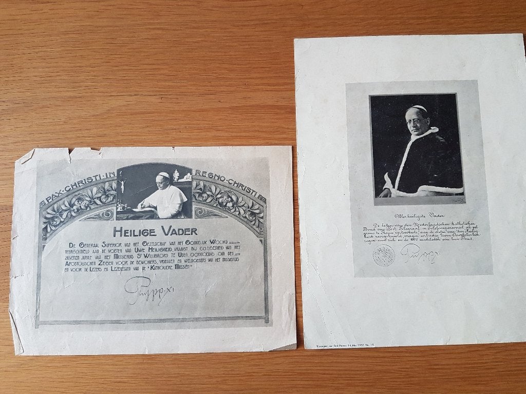 paus pius XI, 2 stuks, Ophalen of Verzenden, Gebruikt, Kaart of Prent, Christendom | Katholiek