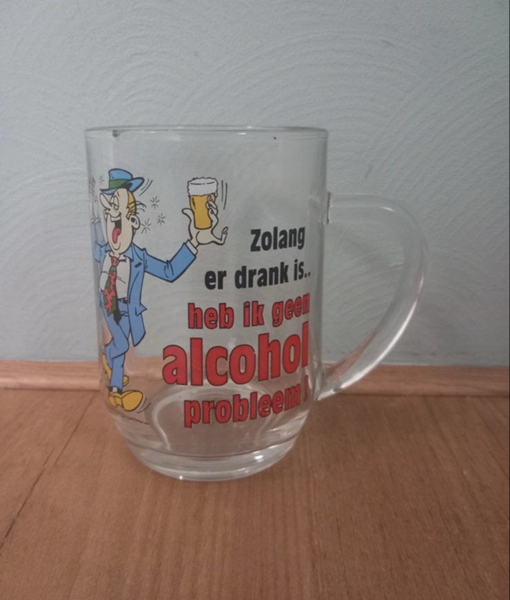 Grappige bierpul, Ophalen of Verzenden, Meerkleurig, Overige merken, Glas