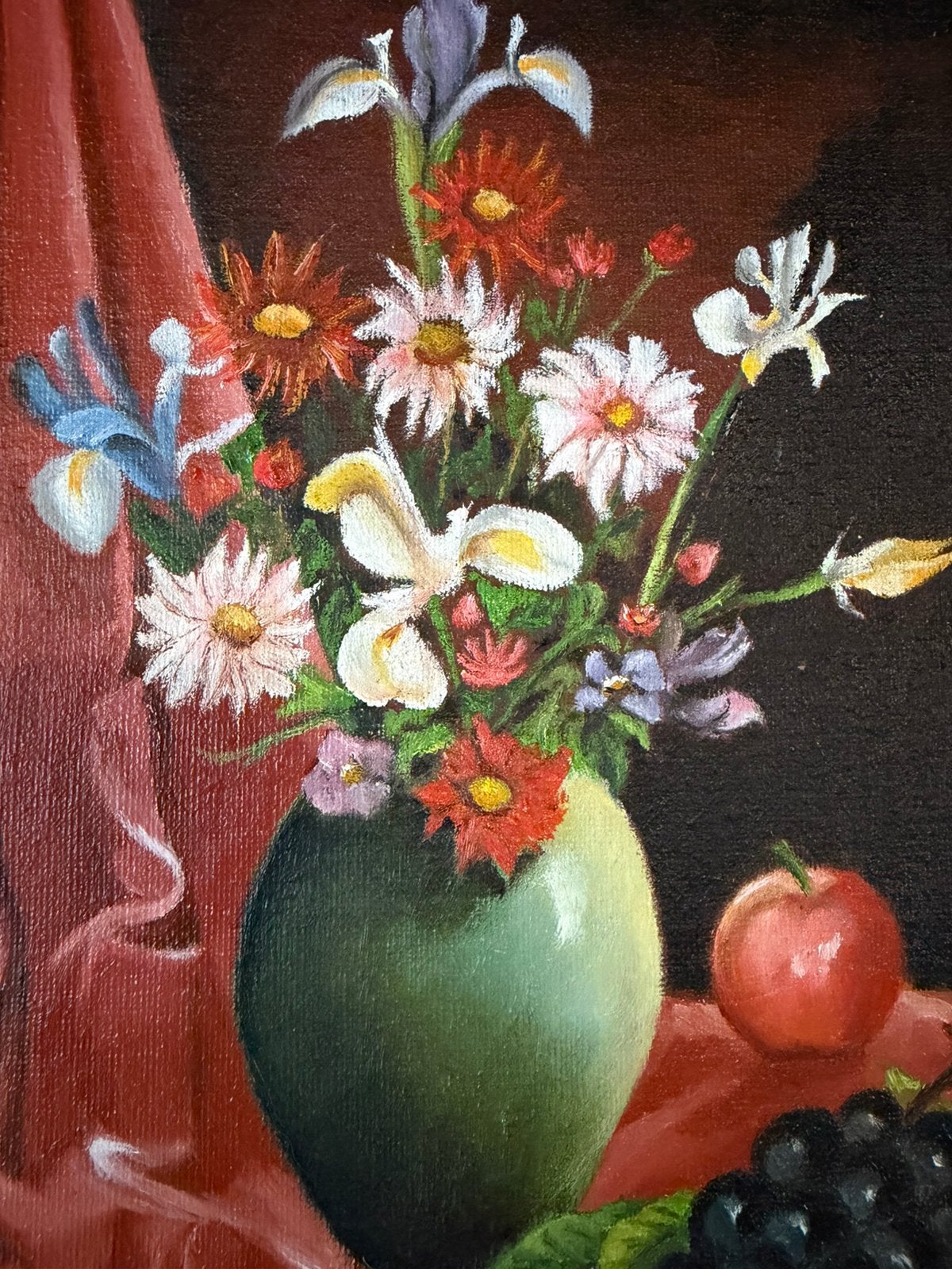 Vintage bloemstilleven in gouden lijst| olieverfschilderij, Bloemen, Doek, Ophalen of Verzenden, Olieverf