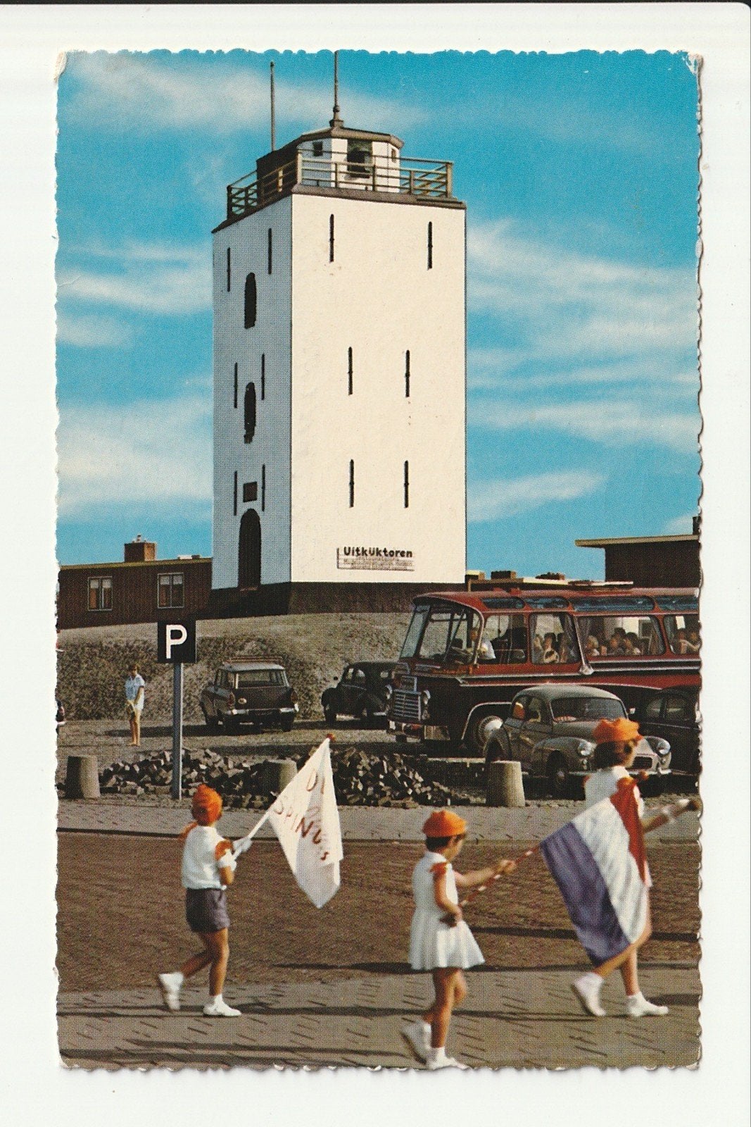 KATWIJK AAN ZEE VUUR- EN UITKIJKTOREN VLAGGEN AUTO'S REISBUS, Ophalen of Verzenden, 1960 tot 1980, Gelopen, Zuid-Holland