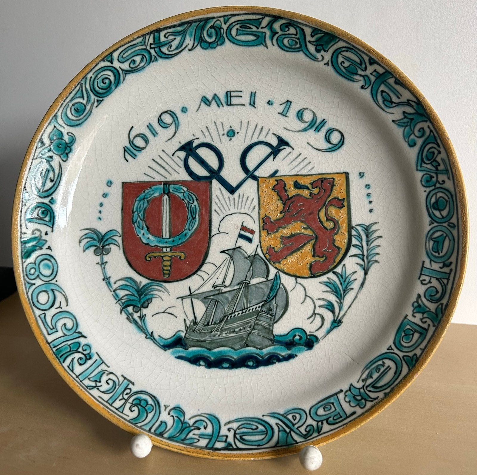 De Porceleyne Fles Delft nieuw Delfts 1919 BATAVIA VOC bord, Verzenden