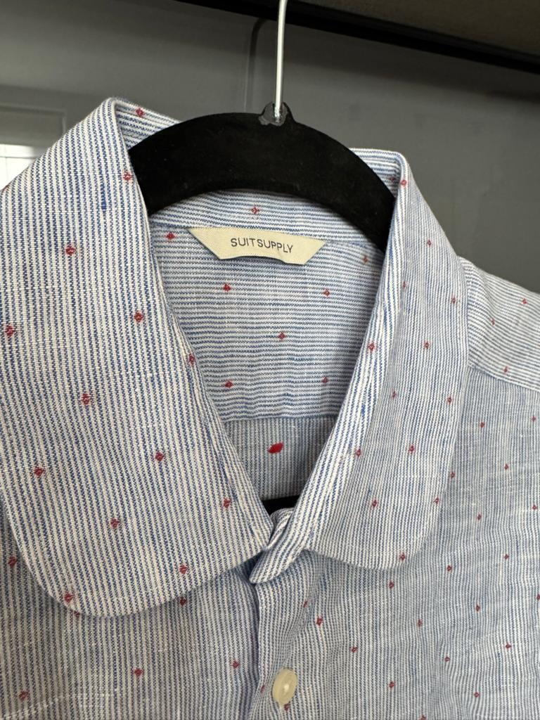 Suitsupply linnen overhemd, Ophalen of Verzenden, Gedragen, Blauw, Halswijdte 39/40 (M)