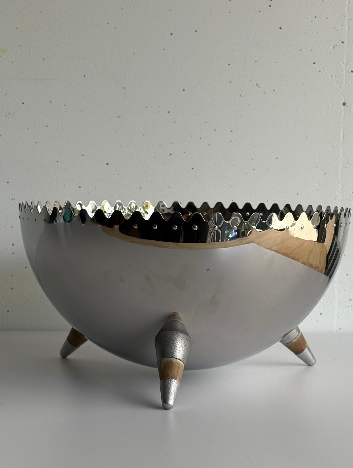 Vintage Alessi Chimu fruit saladeschaal model JL01 chroom, Op voet, -, Rond, Ophalen of Verzenden
