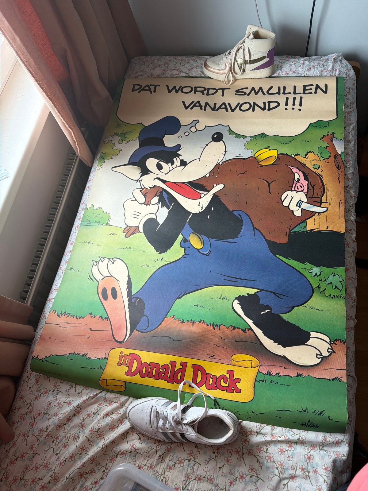 Vintage Donald Duck Poster - Grote Boze Wolf (82,5x115 cm), Ophalen of Verzenden