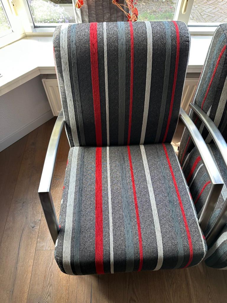 2x Fauteuil met streepdessin - Gebruikt, Ophalen, Gebruikt, Stof, 75 tot 100 cm