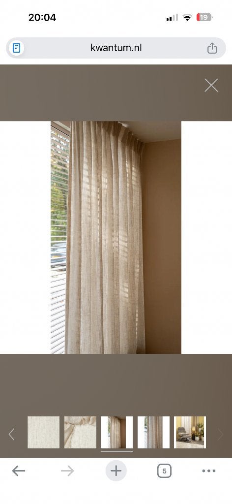 Inbetween gordijnen naturel, 200 cm of meer, Beige, Ophalen of Verzenden, Zo goed als nieuw