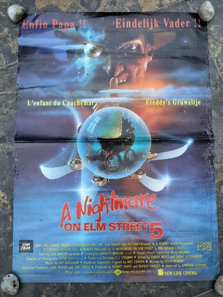 A nightmare on Elm Street 5 (1989) filmposter, Verzenden, Gebruikt, A1 t/m A3, Film en Tv