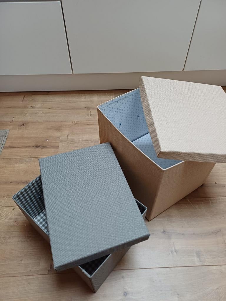 Twee opbergdozen met deksel, Doe-het-zelf en Verbouw, Kratten en Dozen, Ophalen, Minder dan 35 cm, Minder dan 50 cm, Minder dan 40 cm
