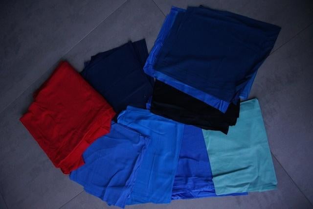 Coupons sportstof d. blauw-kobalt-rood-mint, Overige kleuren, Nieuw, Ophalen of Verzenden, 30 tot 120 cm