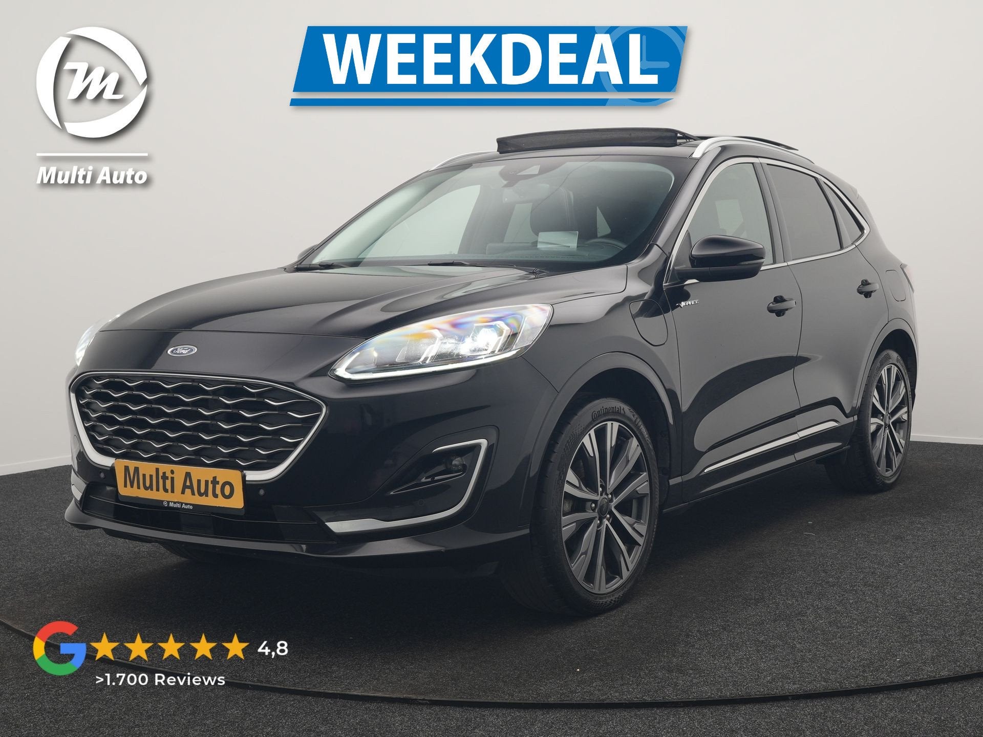 Ford Kuga 2.5 Vignale PHEV 225pk Dealer O.H. | SOH 96,3% | P, Auto's, Dealer onderhouden, Gebruikt, Zwart, 4 cilinders