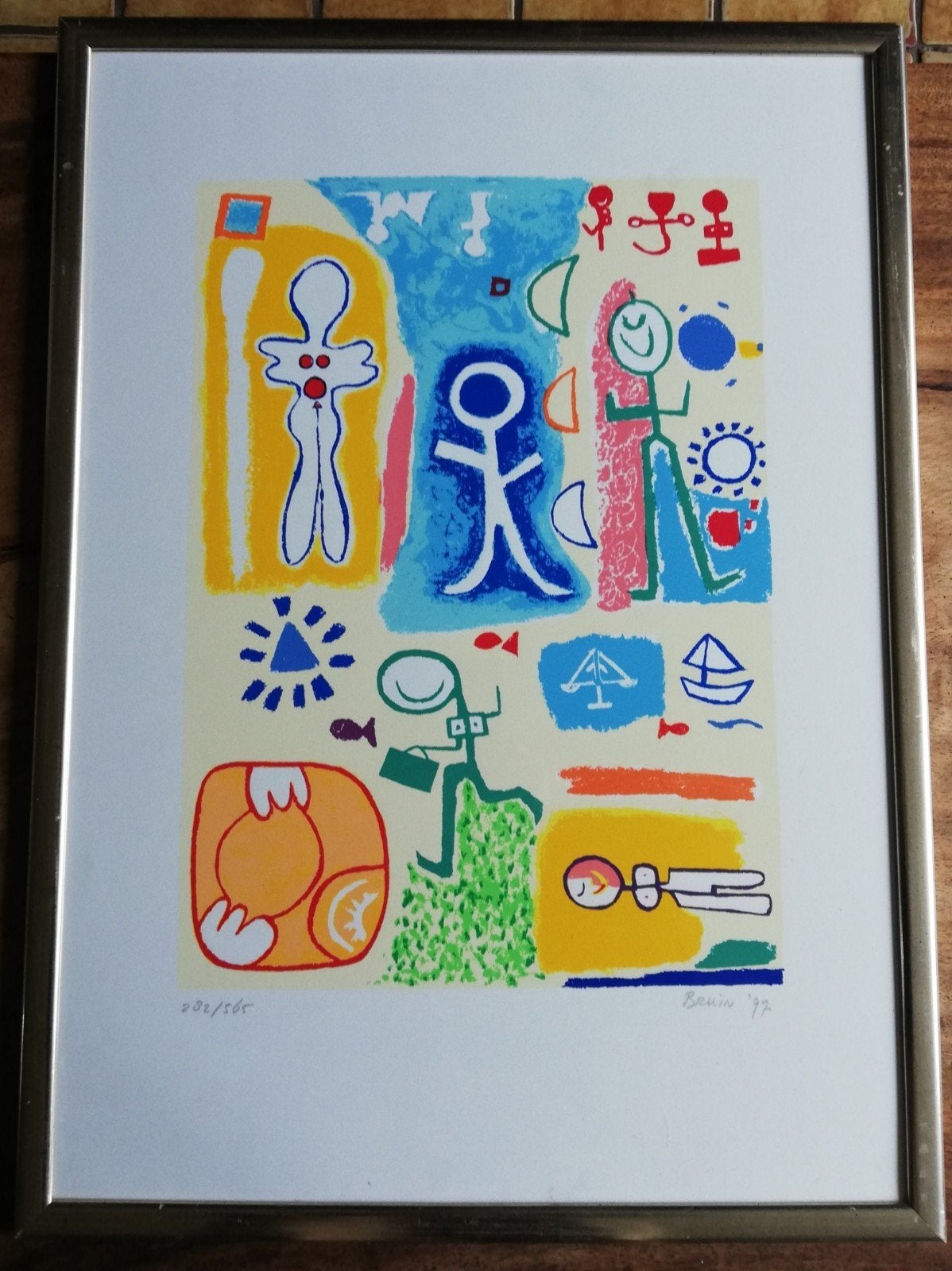 Jan de Bruin(1945).Zeefdruk. '79. Sign & genummerd. 53/73 cm, Ophalen, Zeefdruk, Overige onderwerpen, Met glas
