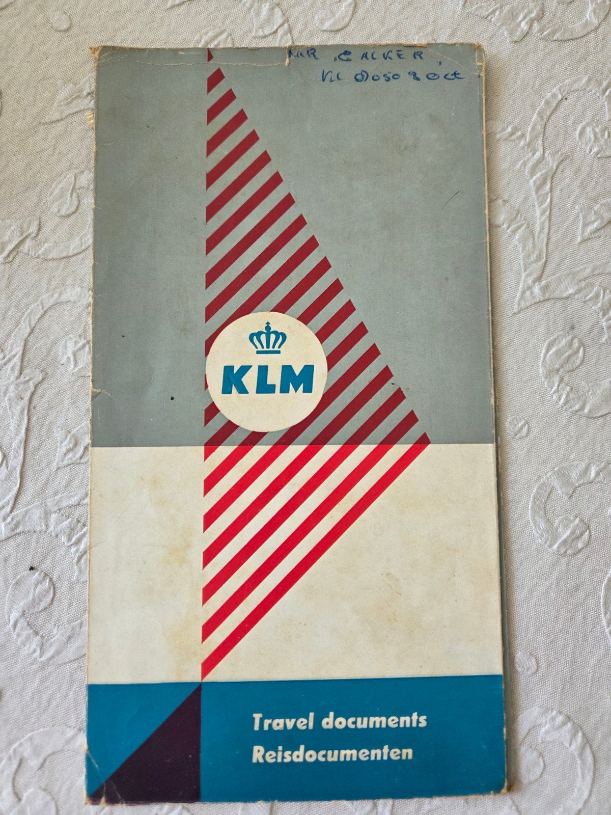 Vintage KLM Reisdocumenten Mapje met Ticket (Jaren '60), Ophalen of Verzenden, Gebruikt, Paleis of Waag