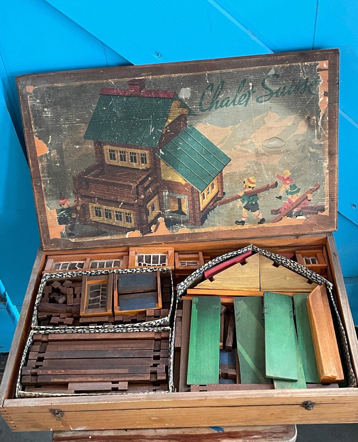Vintage Chalet Suisse bouwblokken uit de jaren '50, Ophalen of Verzenden