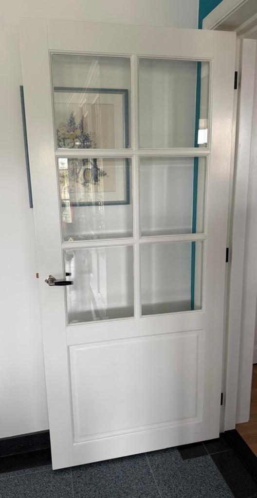 Binnendeur met geslepen glas 208x82x4, Ophalen, 80 tot 100 cm, Binnendeur, 200 tot 215 cm
