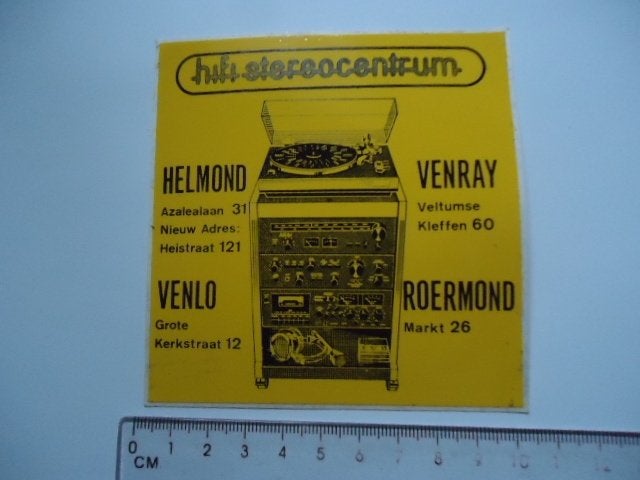 sticker oud Stereotoren hifi stereocentrum venlo venray, Verzamelen, Verzenden, Zo goed als nieuw, Bedrijf of Vereniging