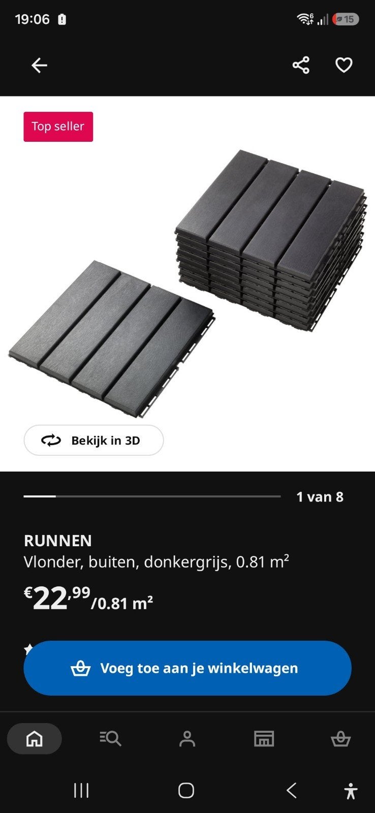 Ikea tuintegels Runnen antraciet grijs, Ophalen, Zo goed als nieuw