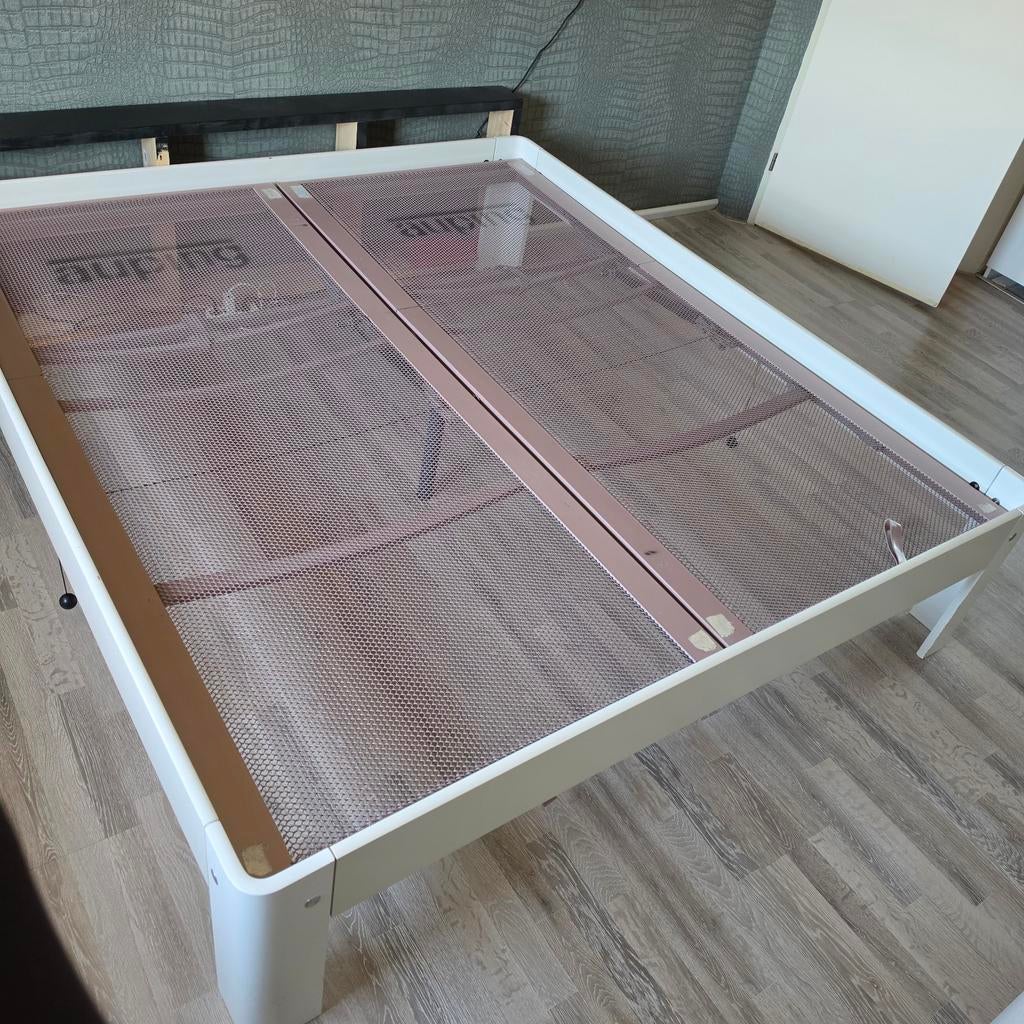 Tweepersoonsbed auping Auronde met verstelbare lattenbodems, Ophalen, Wit, Tweepersoons, 180 cm