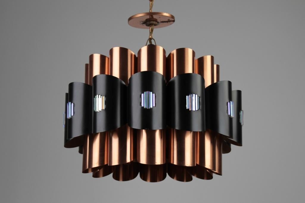 Hanglamp - Werner Schou - Coronell Elektro, Denemarken - 60s, Ophalen of Verzenden, Gebruikt, Metaal, Danish Design / Midcentury Modern / Danish Modern