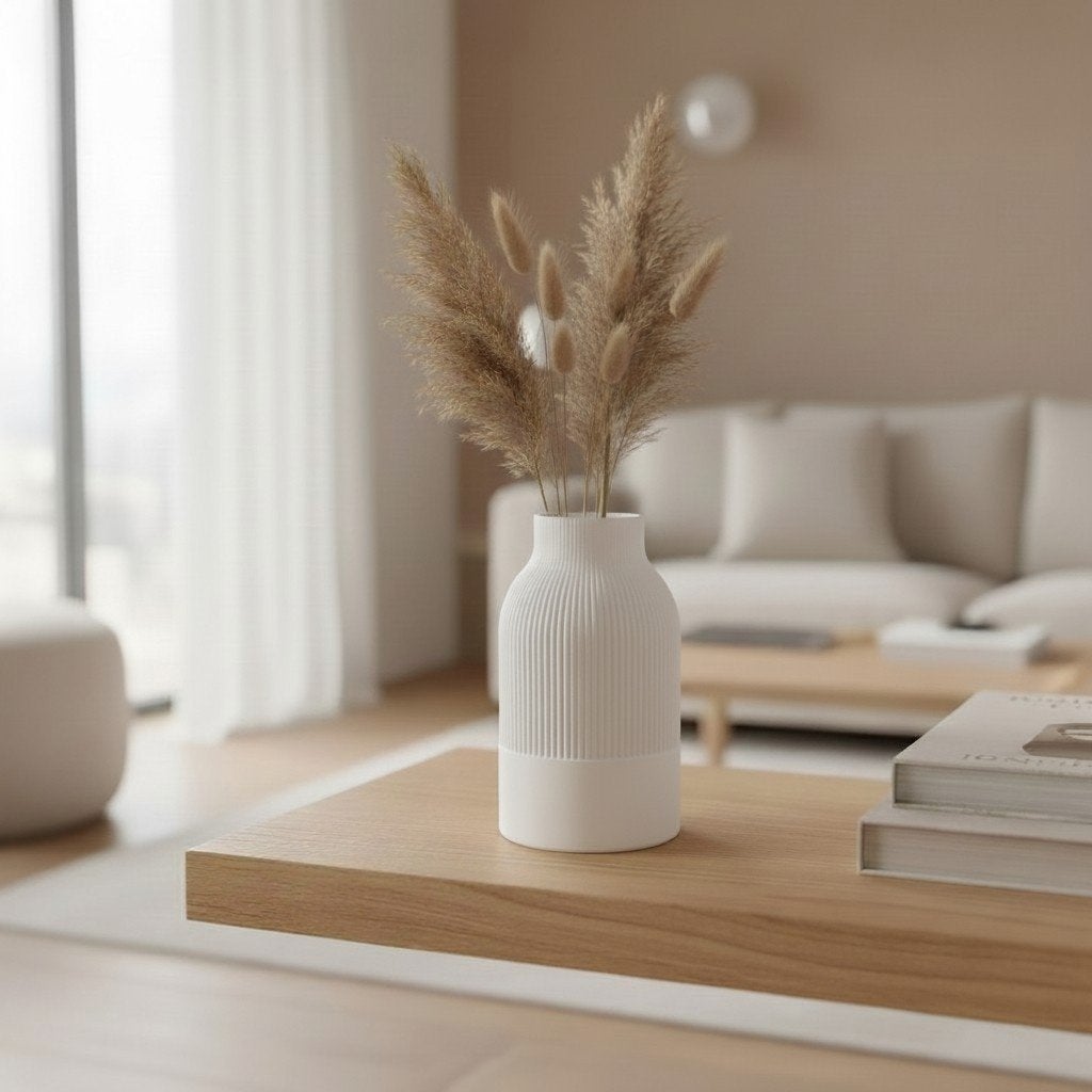 Witte Japandi vaas- moderne Scandinavische, Overige materialen, Verzenden, Wit, Nieuw