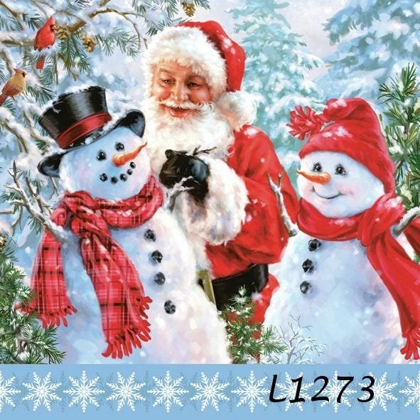 Servetten decoupage/bullet journal *kerstman sneeuwpop L1273, Verzenden, Nieuw