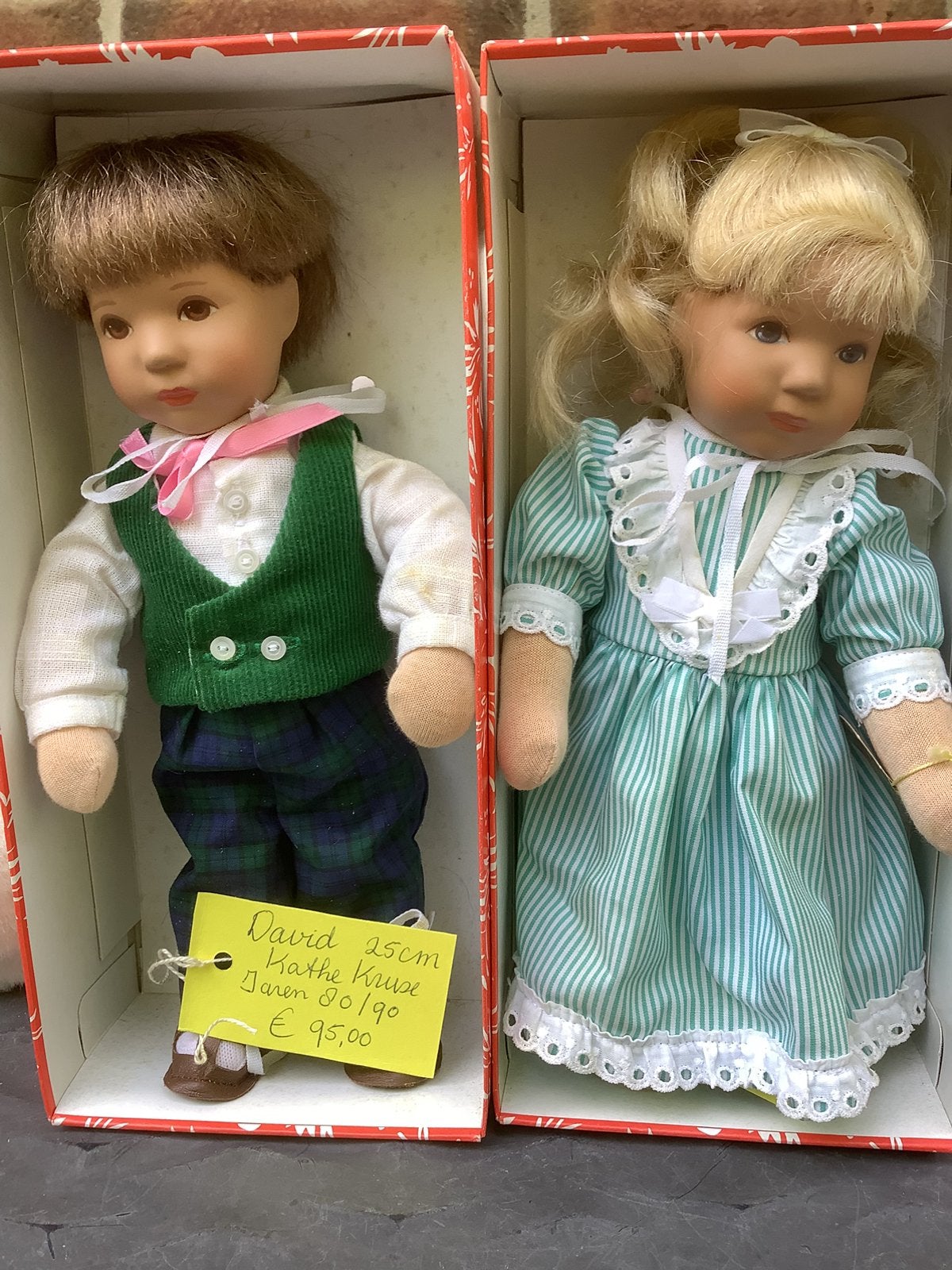 Kathe Kruse David en Frauzi 25 cm. Jaren 80/90 prijs v Samen, Ophalen of Verzenden, Zo goed als nieuw, Pop