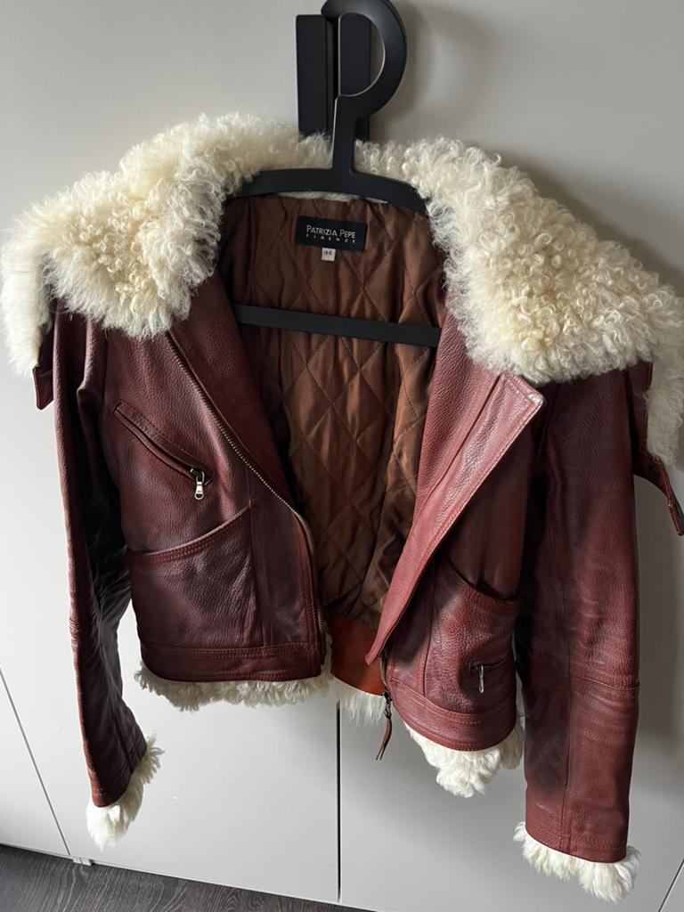 Patrizia Pepe - Vintage Lammy coat- maat S/M, Ophalen of Verzenden, Gedragen, Maat 38/40 (M), Bruin