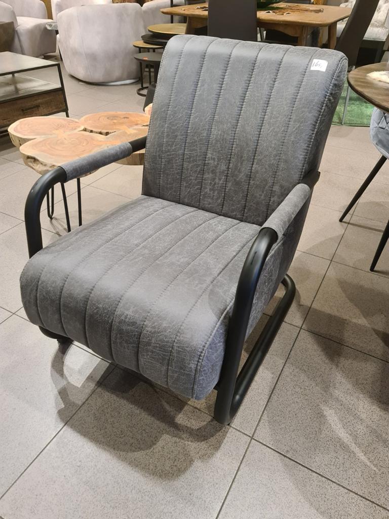 Nieuwe fauteuil leer microvezel grijs antraciet €120, Ophalen, Industrieel landelijk barok brocante koloniaal boheems vintage