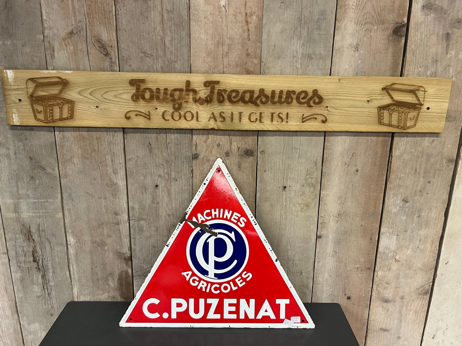 Origineel Oud Emaille Bord - C. Puzenat Machines Agricoles, Ophalen of Verzenden