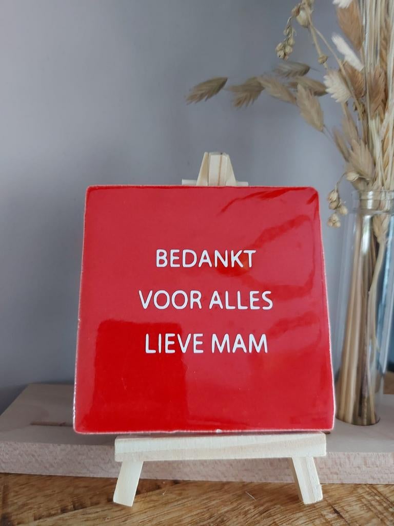 Moederdag Tegeltje met Standaard - Bedankt Lieve Mam, Ophalen of Verzenden
