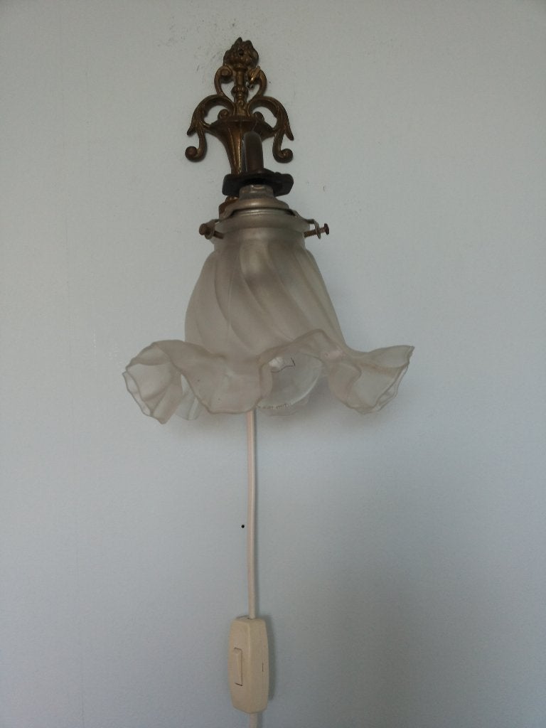 Wandlampje Messing, Ophalen of Verzenden, Gebruikt, Glas